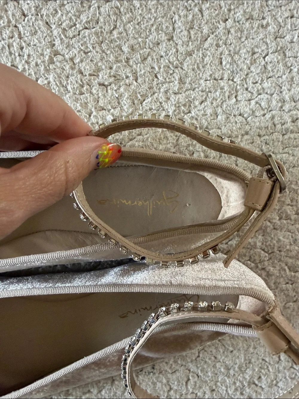 Anthropologie Embellished Velvet Ballet Flats Guilhermina Pale Pink Size 9M